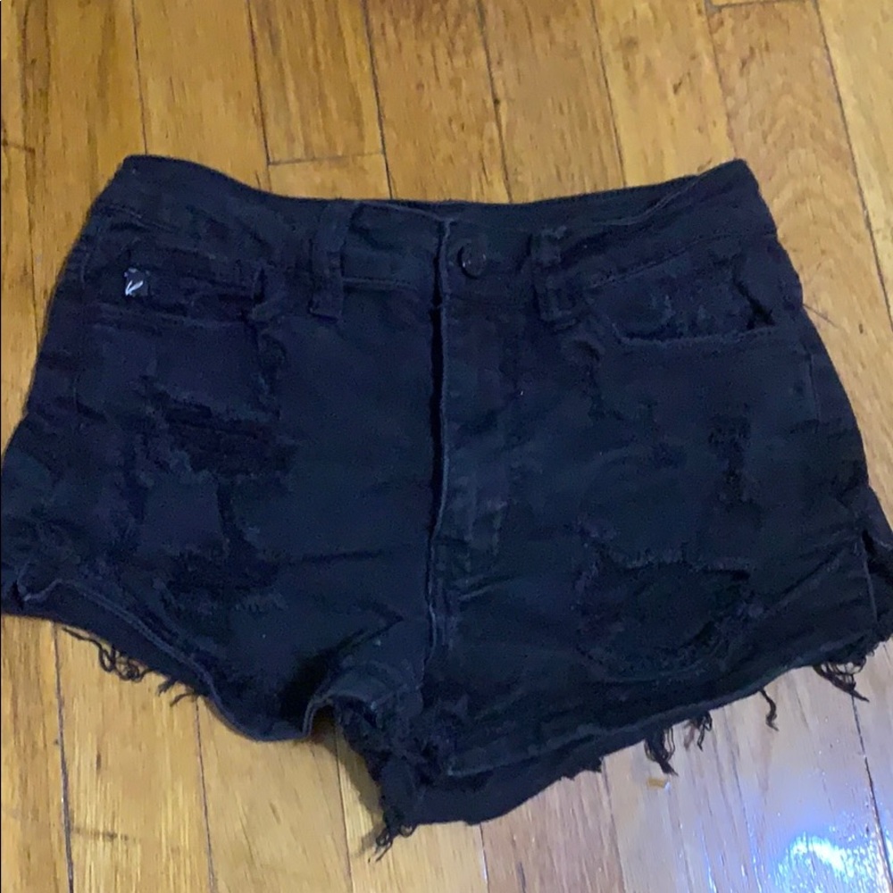 Women’s black ripped denim shorts